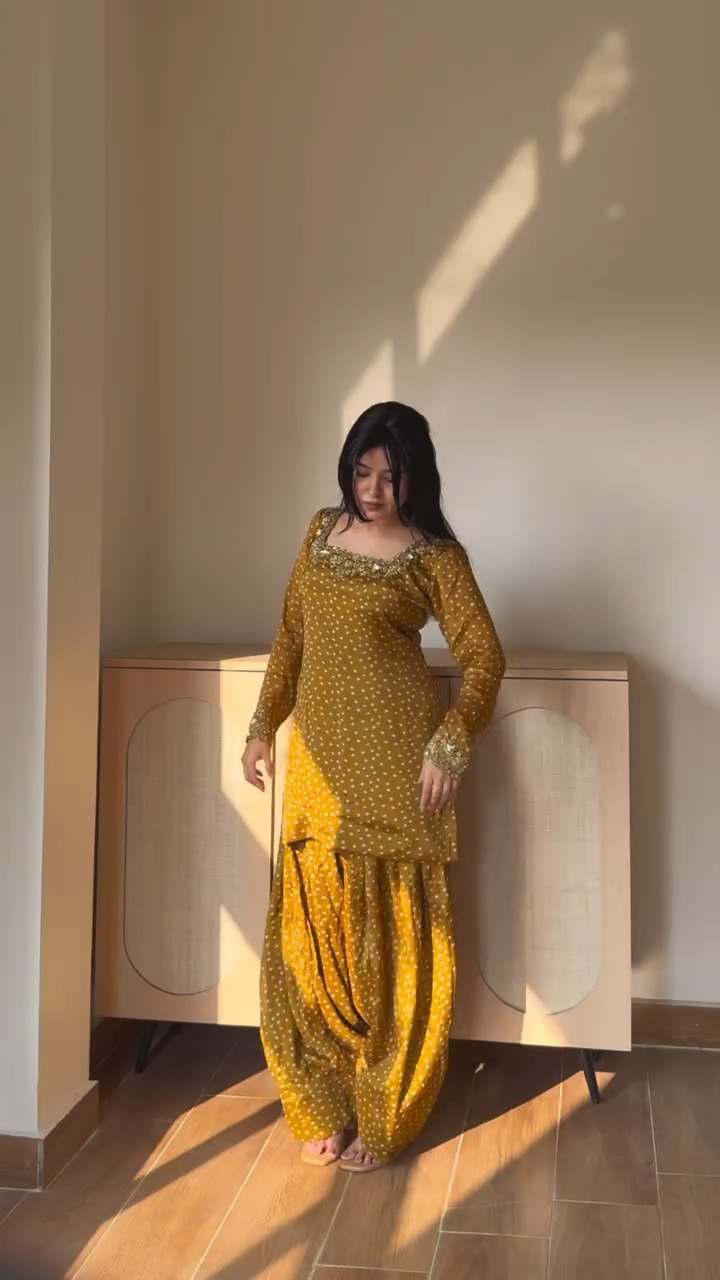 AAKRISH DESIGNERS HEAVY CHINON SILK WITH DIGITAL PRINT SUIT SET