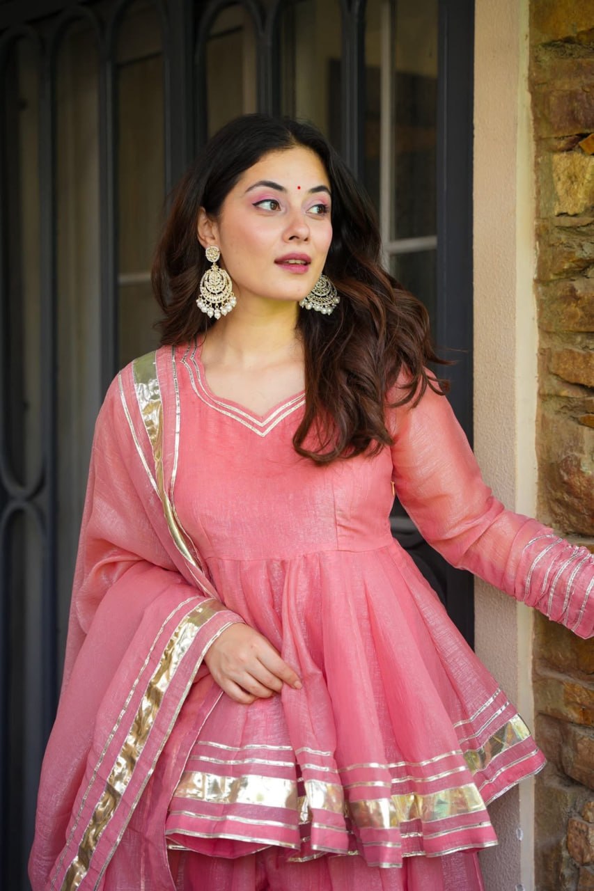 AAKRISH DESIGNERS PINK DAILY WEAR SUIT SET