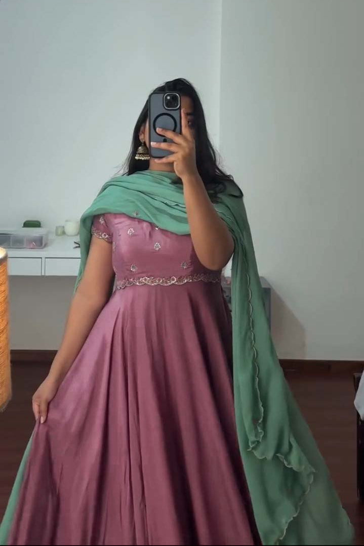 AAKRISH DESIGNERS ANARKALI with Scalloped Gota Patti Dupatta