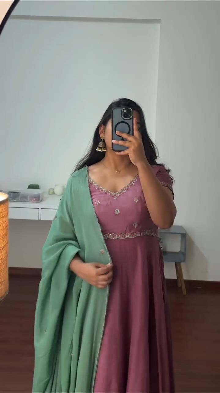 AAKRISH DESIGNERS ANARKALI with Scalloped Gota Patti Dupatta