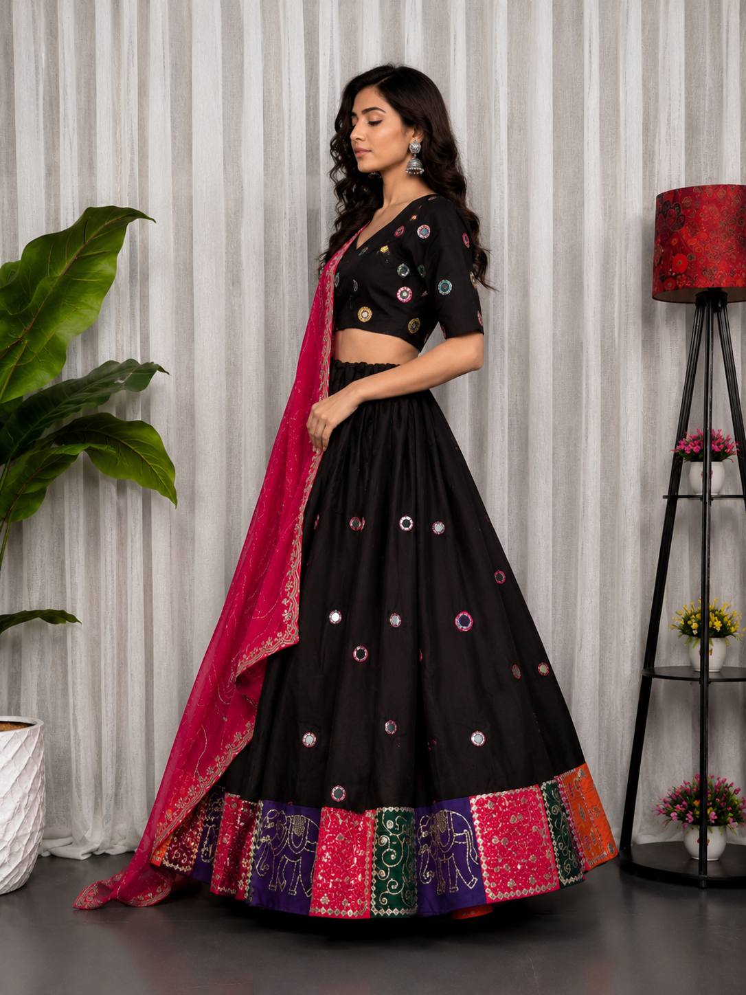 AAKRISH DESIGNERS NEW PATTERN LENGHA CHOLI BLACK 2026