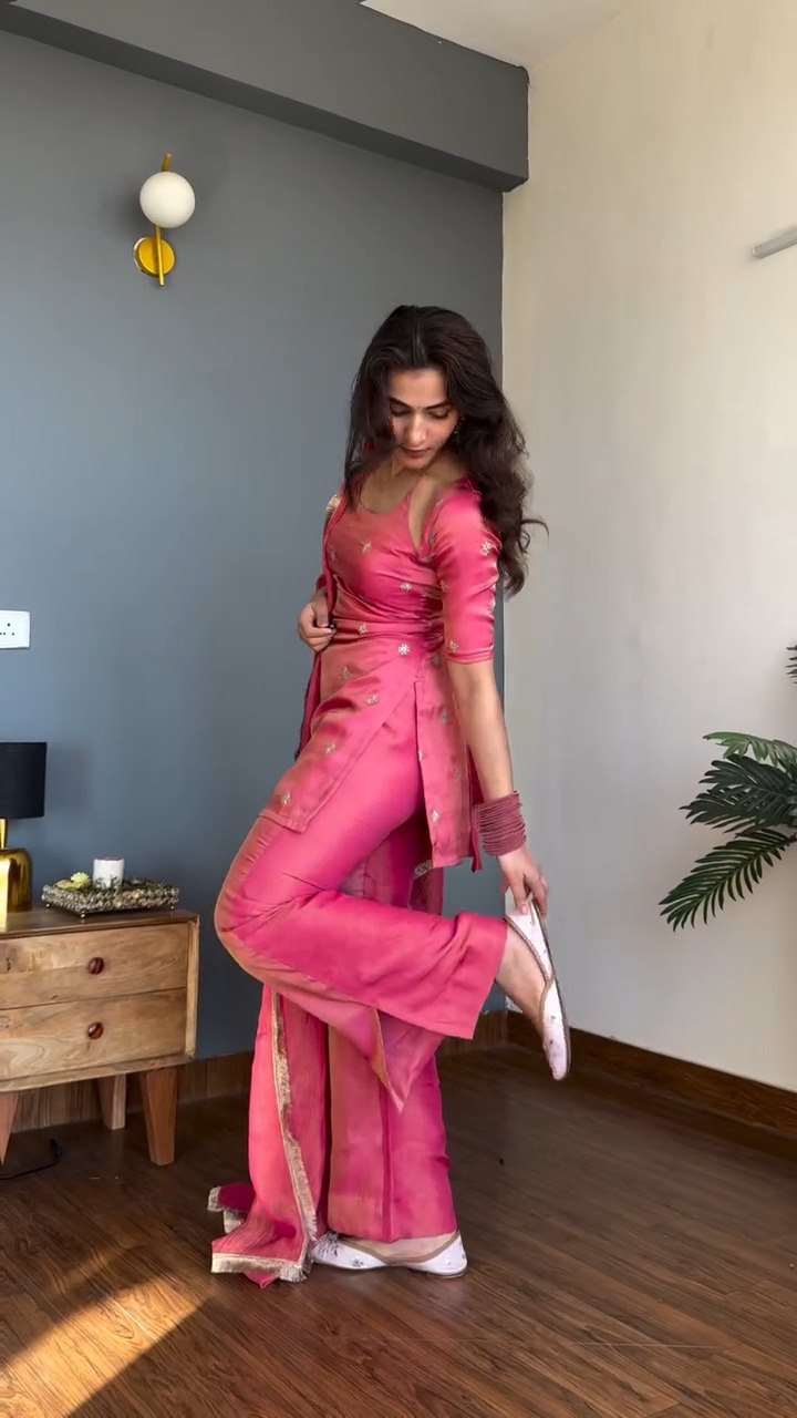AAKRISH DESIGNERS HEAVY PURE VICHITRA SILKCSUIT SET