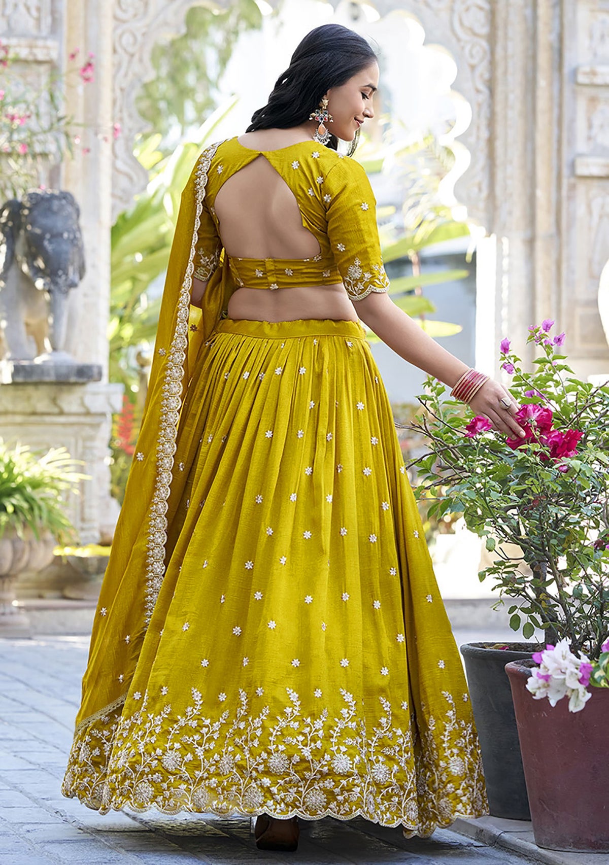 Embellished Semi Stitched Lehenga CholiΒ Mustard