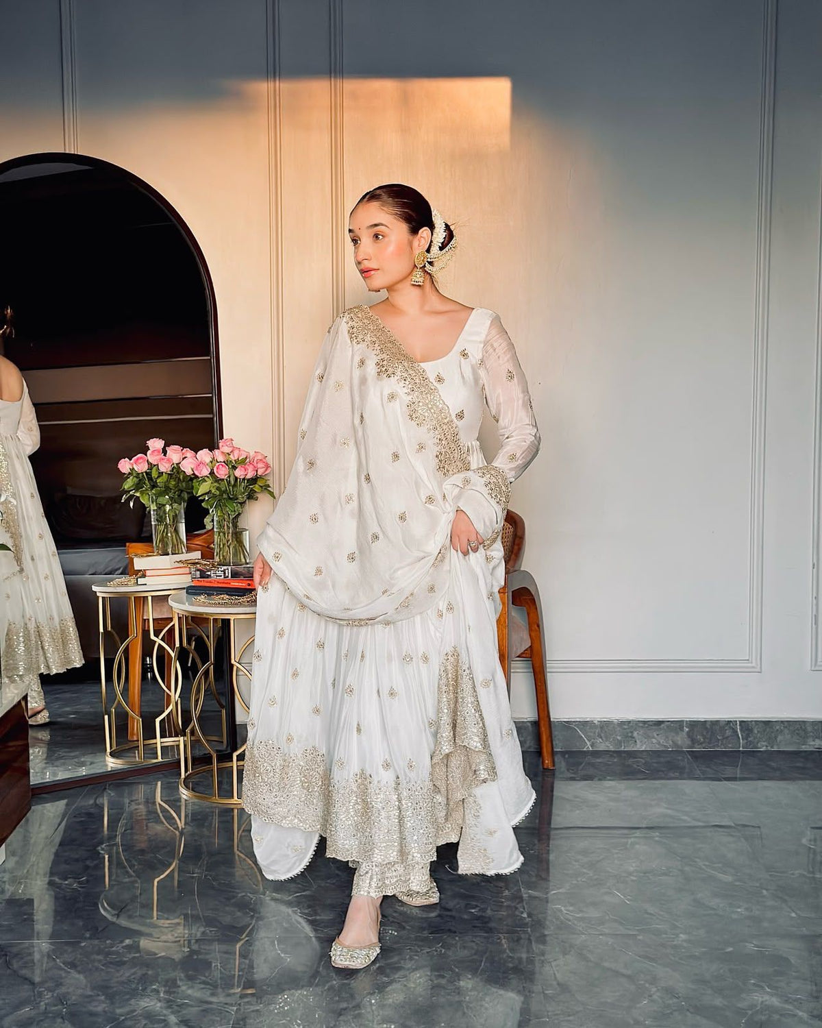Aakrish Designers Presenting New Collection Heavy Chinon Silk Gown