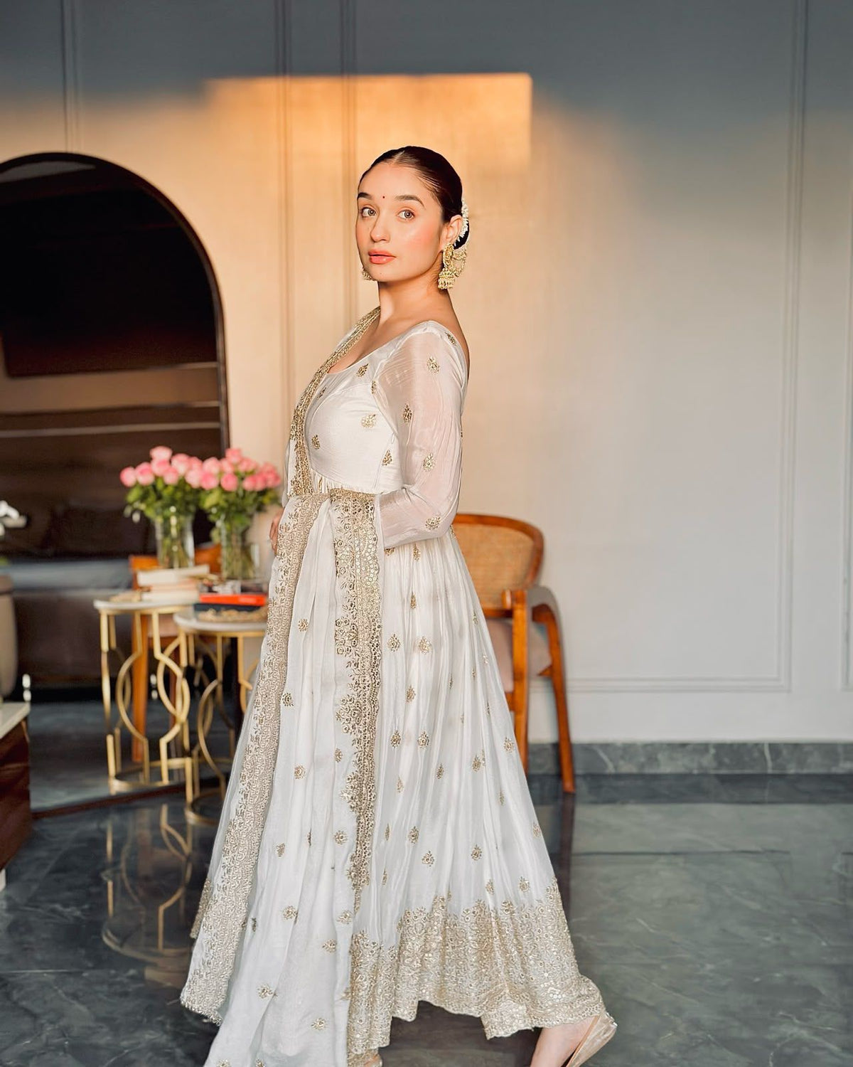 Aakrish Designers Presenting New Collection Heavy Chinon Silk Gown
