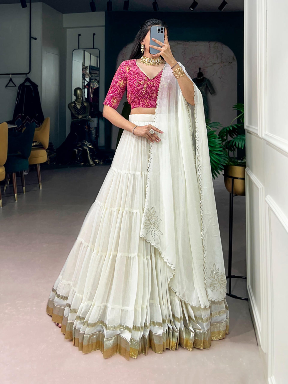 Aakrish designers Presenting New Collection Heavy Chinon Silk lengha choli