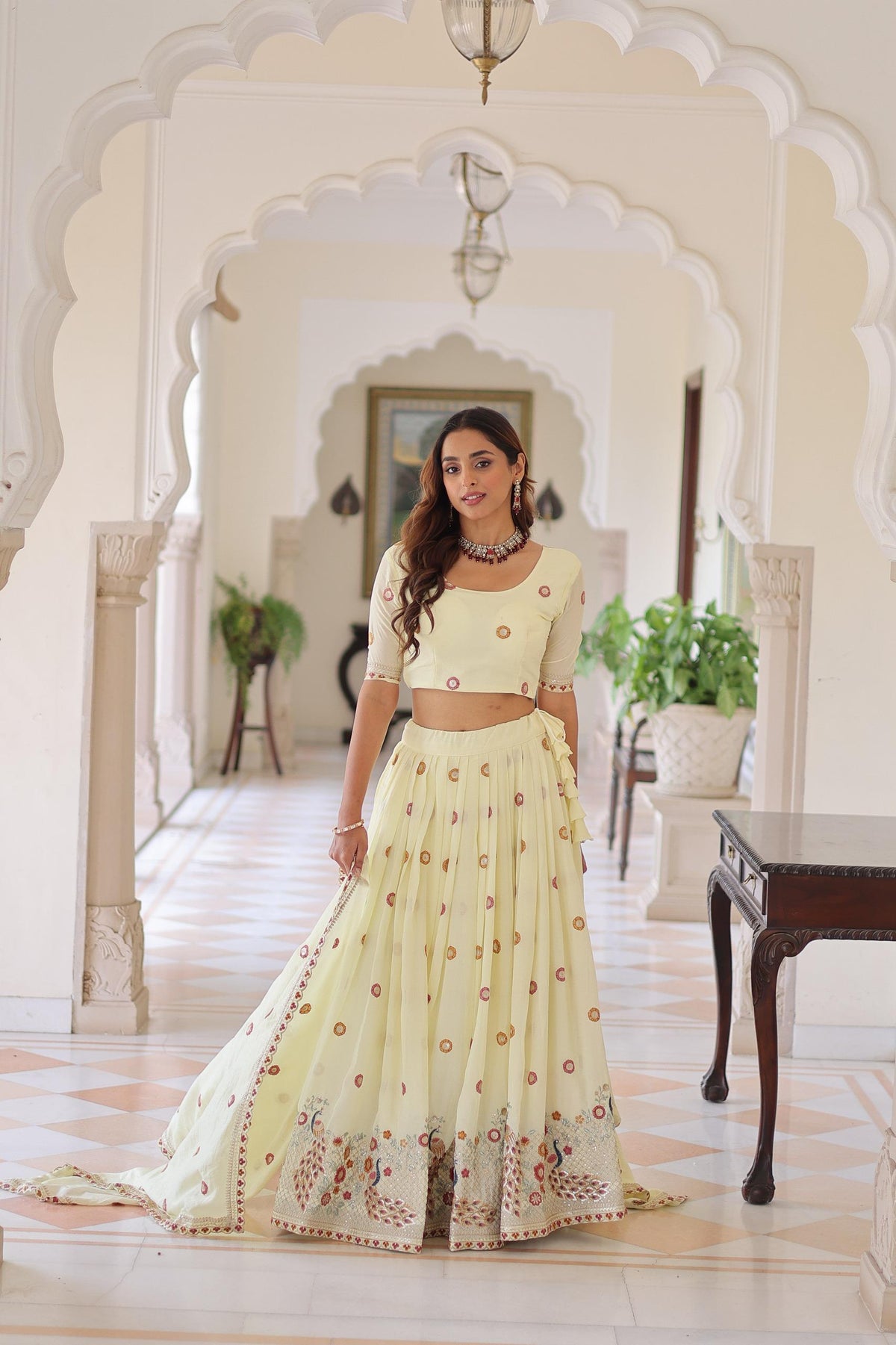 Aakrish Designers Desirable Women's Lehenga Made With Vichitra Silk With Rich Sequins