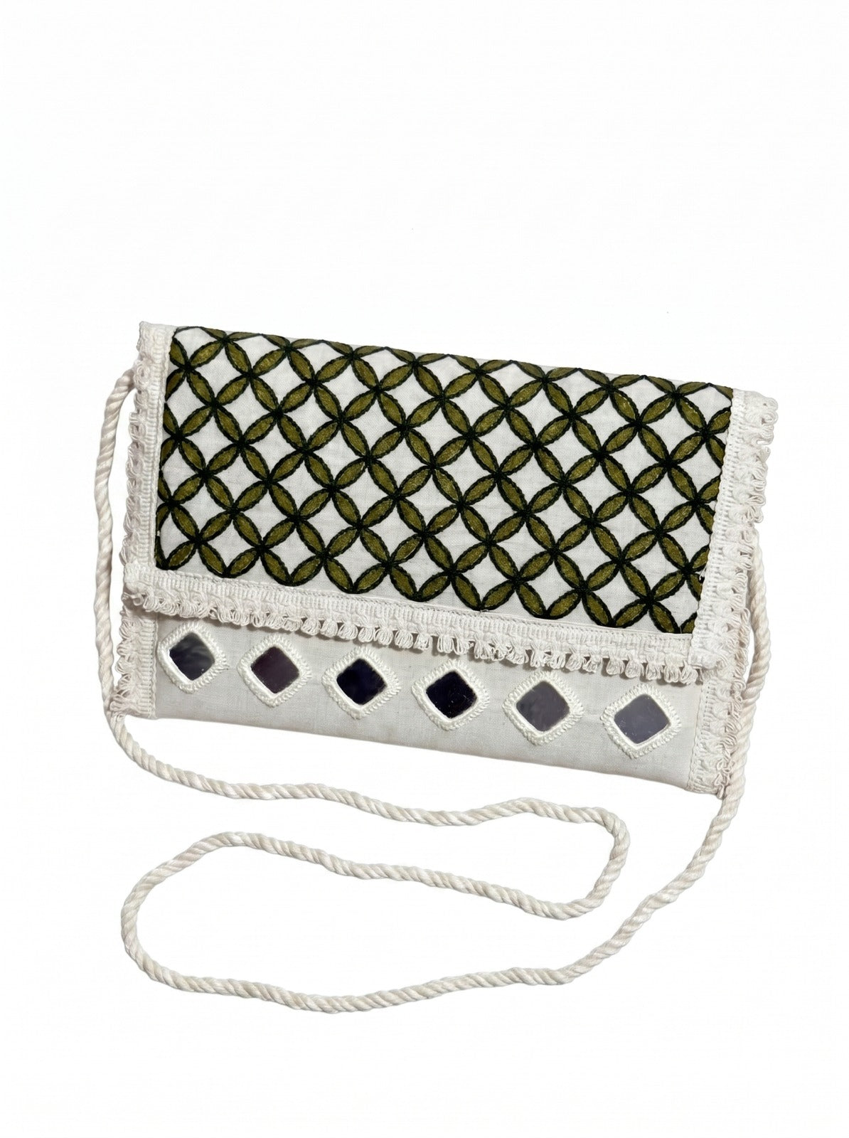Aakrish Designers Handmade Embroidered Sling Bag – Ethnic Mirror Work & Floral Embroidery