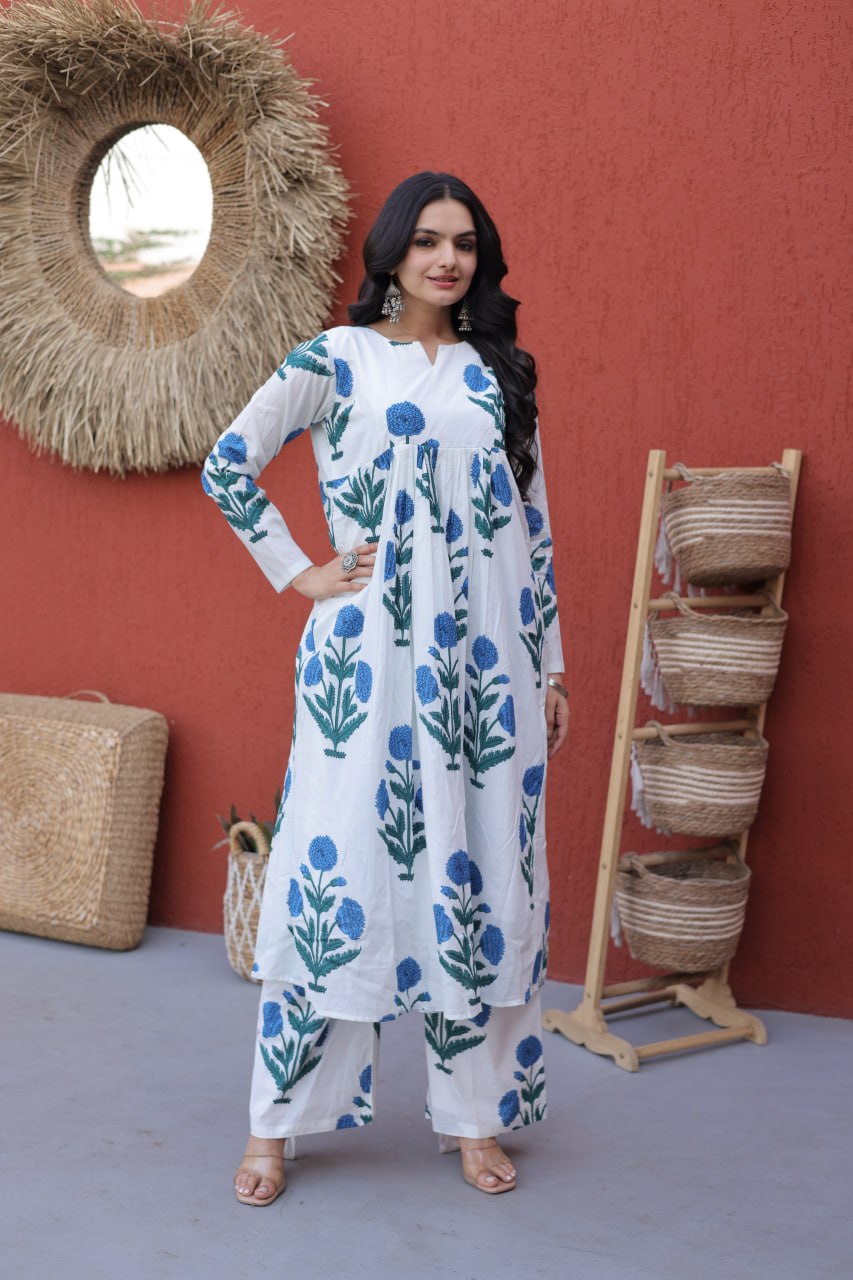 Premium Printed Cotton Kurti & Pant Set