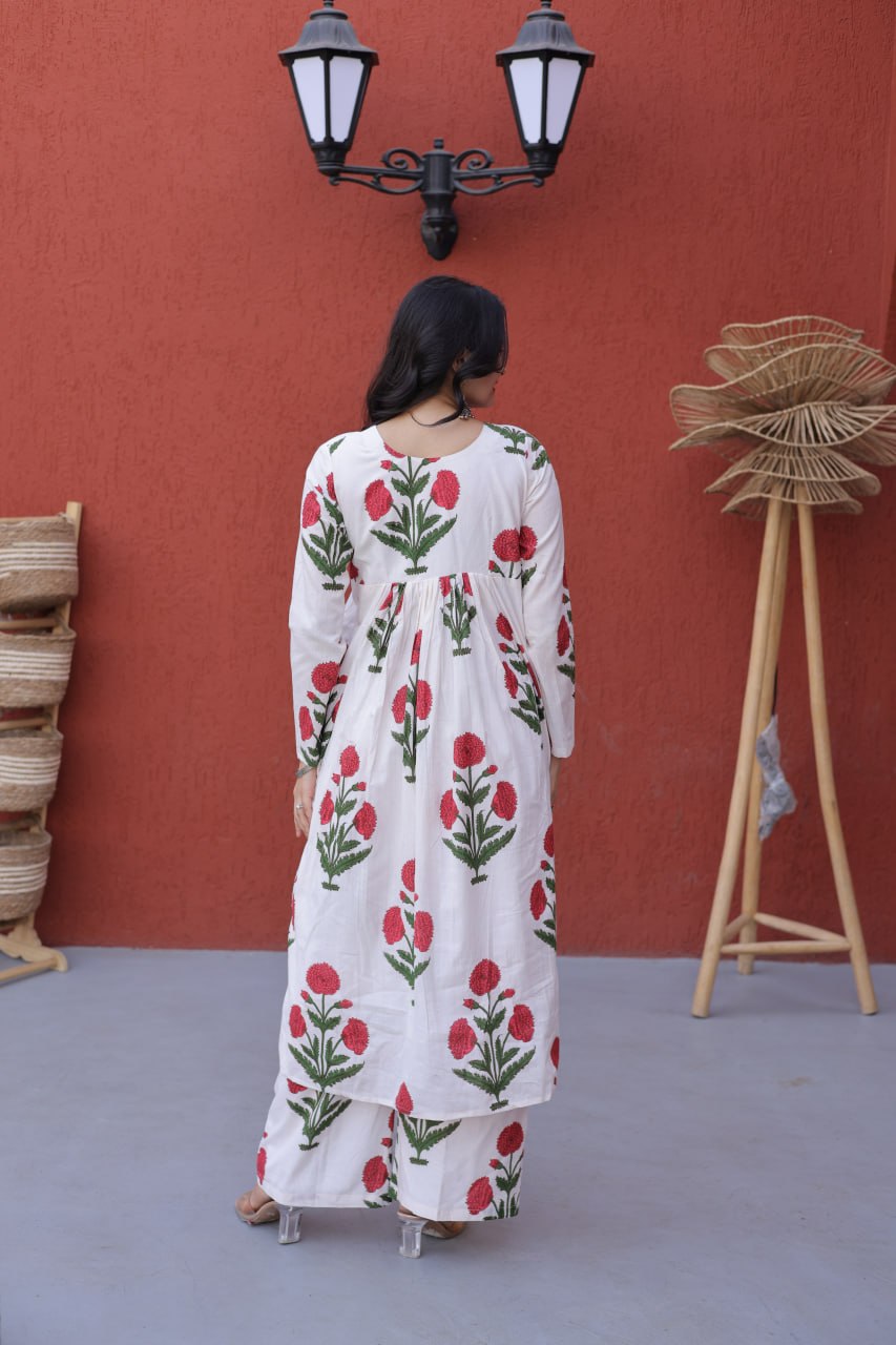 Premium Printed Cotton Kurti & Pant Set