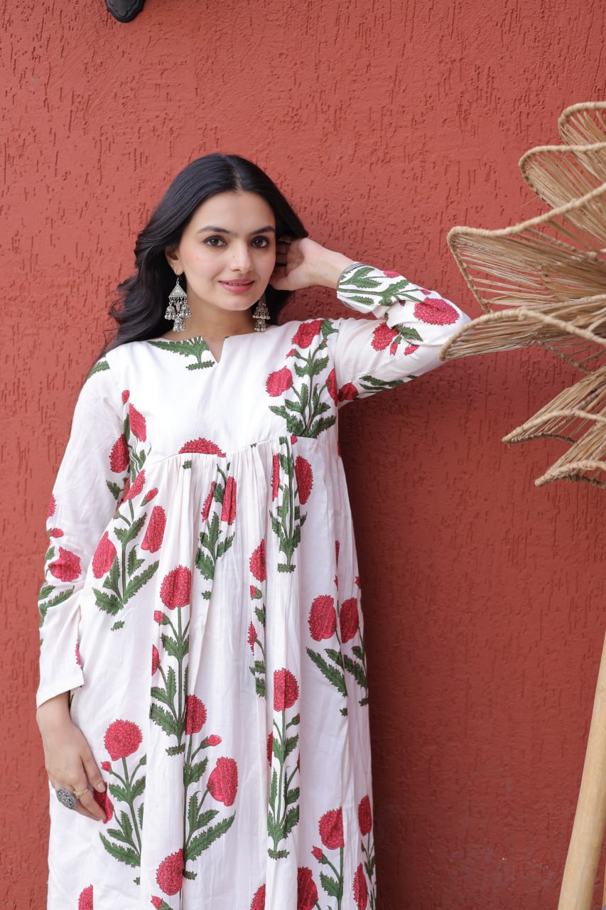 Premium Printed Cotton Kurti & Pant Set