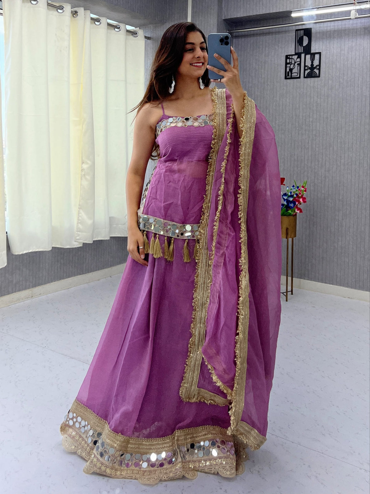 AakrishDesigners Real Mirror Work Lengha Choli Perfect Navratri Look