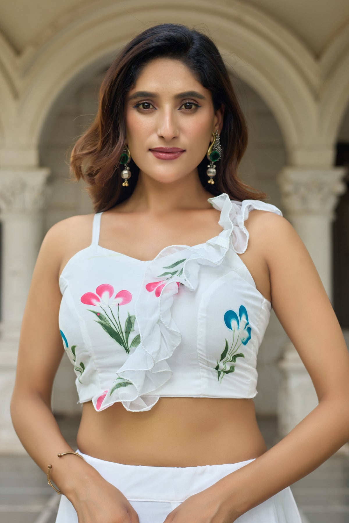 AAKRISH DESIGNERS TRANDING NAVRATRI COLLECTION WHITE LENGHA CHOLI 2026