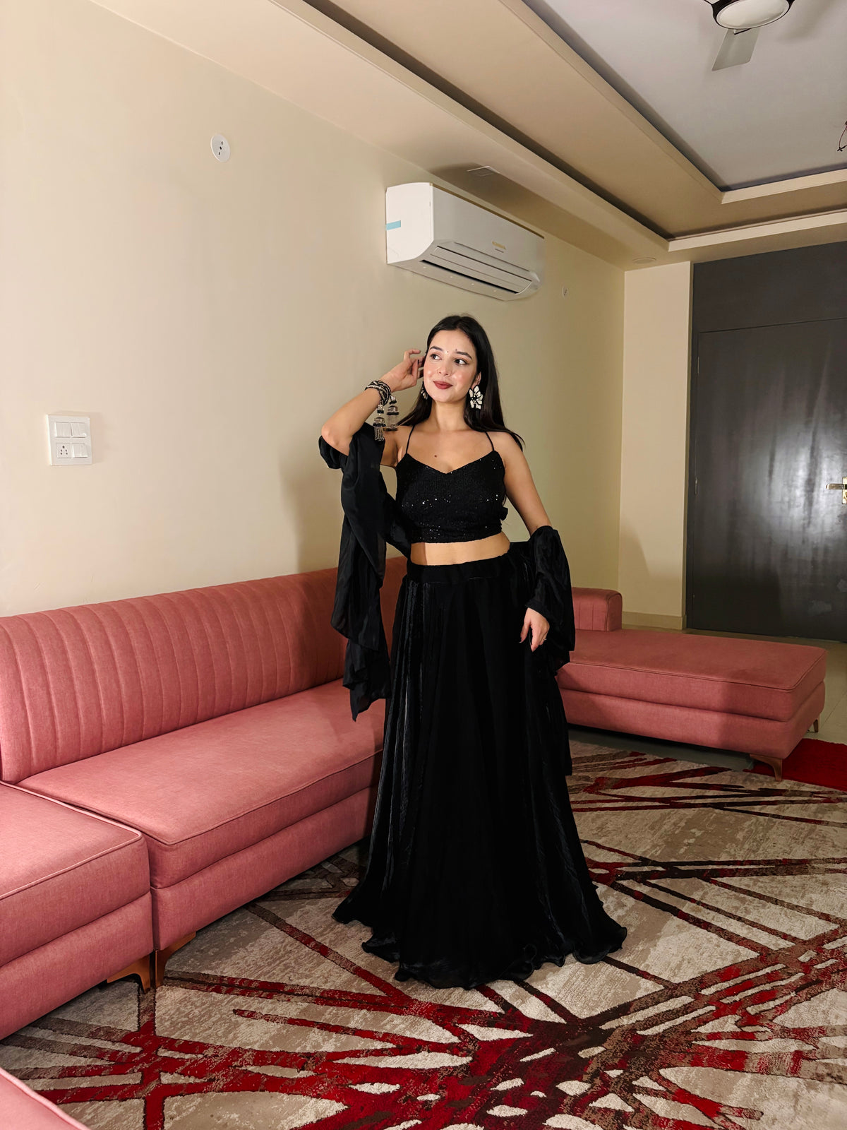 AAKRISH DESIGNERS TRANDING NAVRATRI COLLECTION BLACK LENGHA CHOLI 2026