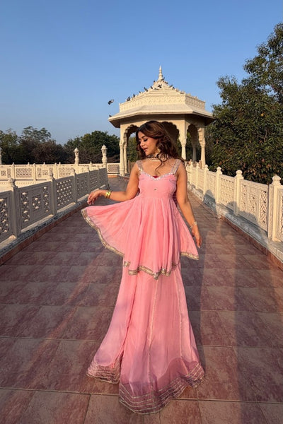 Aakrish Designers Tranding Baby Pink Plazzo set