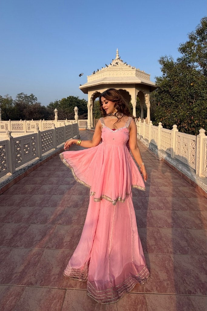 Aakrish Designers Tranding Baby Pink Plazzo set