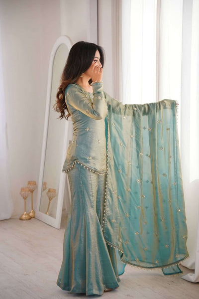 AAKRISH DESIGNERS HEAVY FRENDY SILK WITH LACE SUIT SET