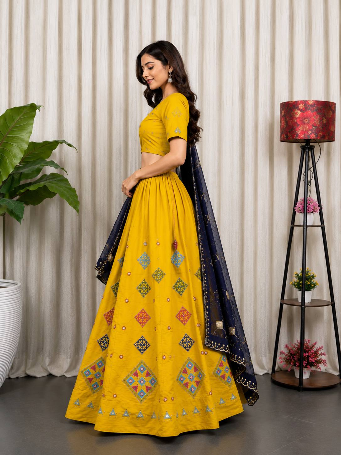 AAKRISH DESIGNERS NEW PATTERN LENGHA CHOLI YELLOW  2026