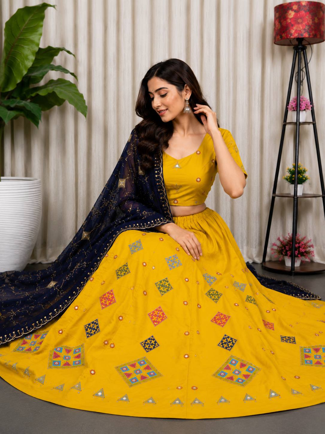AAKRISH DESIGNERS NEW PATTERN LENGHA CHOLI YELLOW  2026