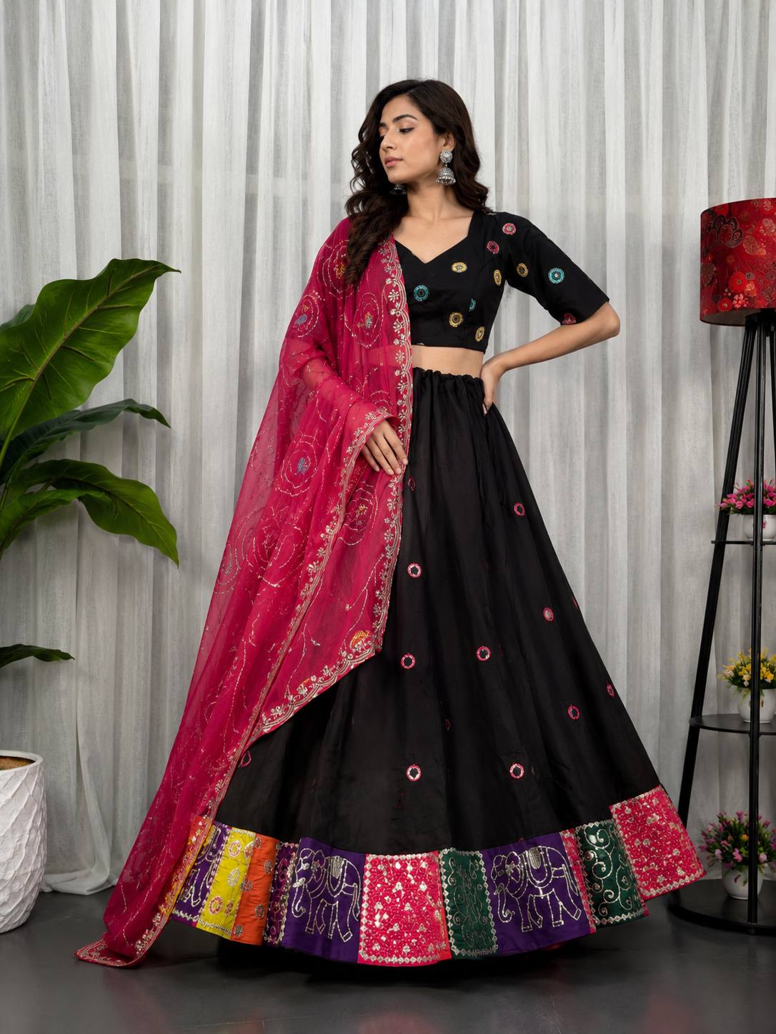 AAKRISH DESIGNERS NEW PATTERN LENGHA CHOLI BLACK 2026