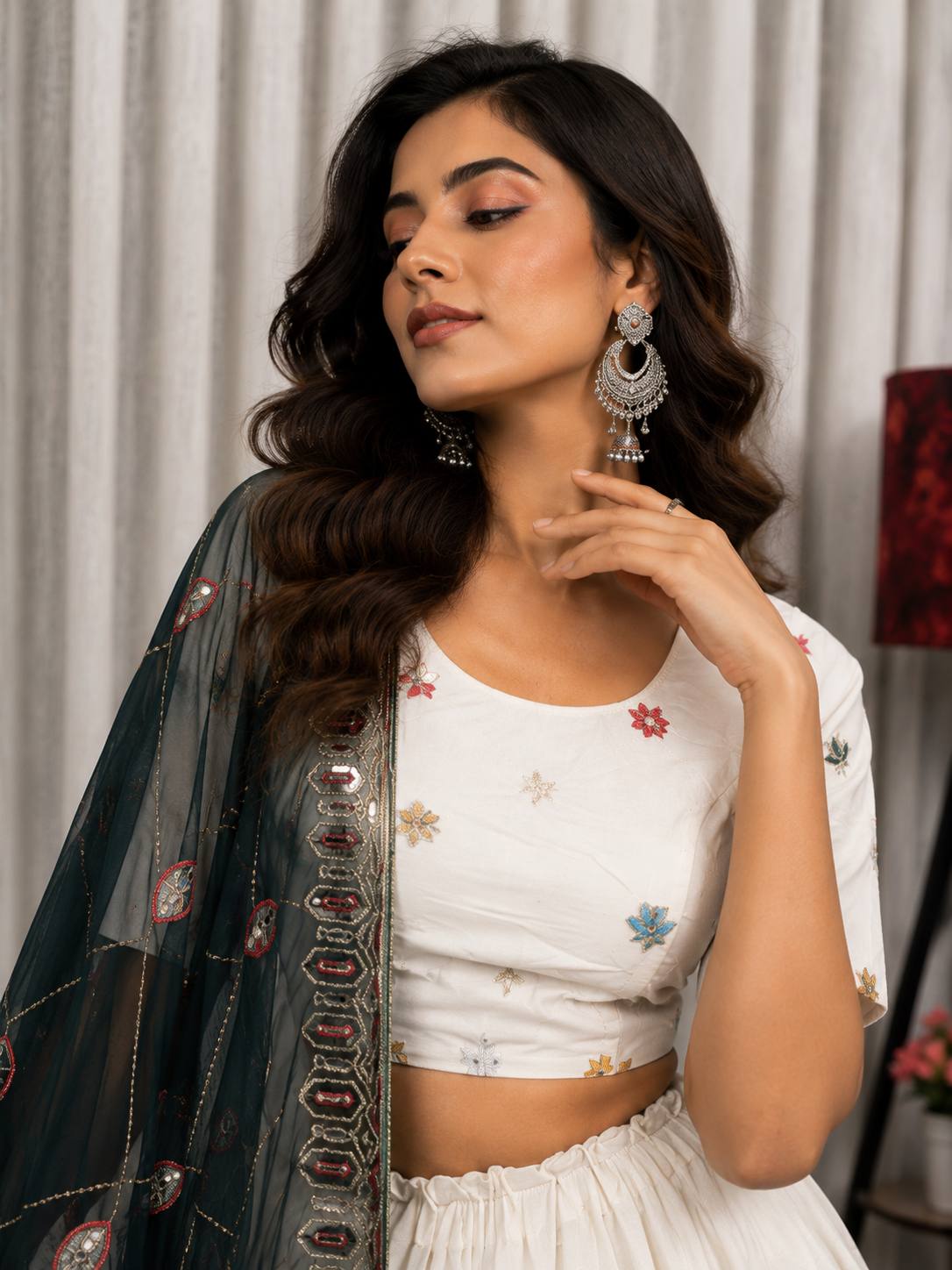 AAKRISH DESIGNERS NEW PATTERN LENGHA CHOLI WHITE 2026