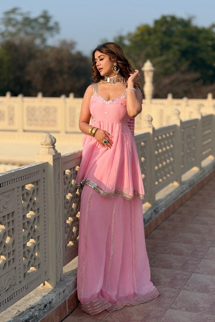 Aakrish Designers Tranding Baby Pink Plazzo set
