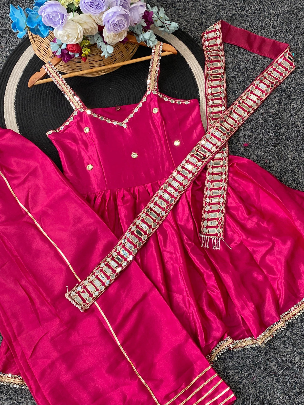 Aakrish Designers Tranding Pink Plazzo set