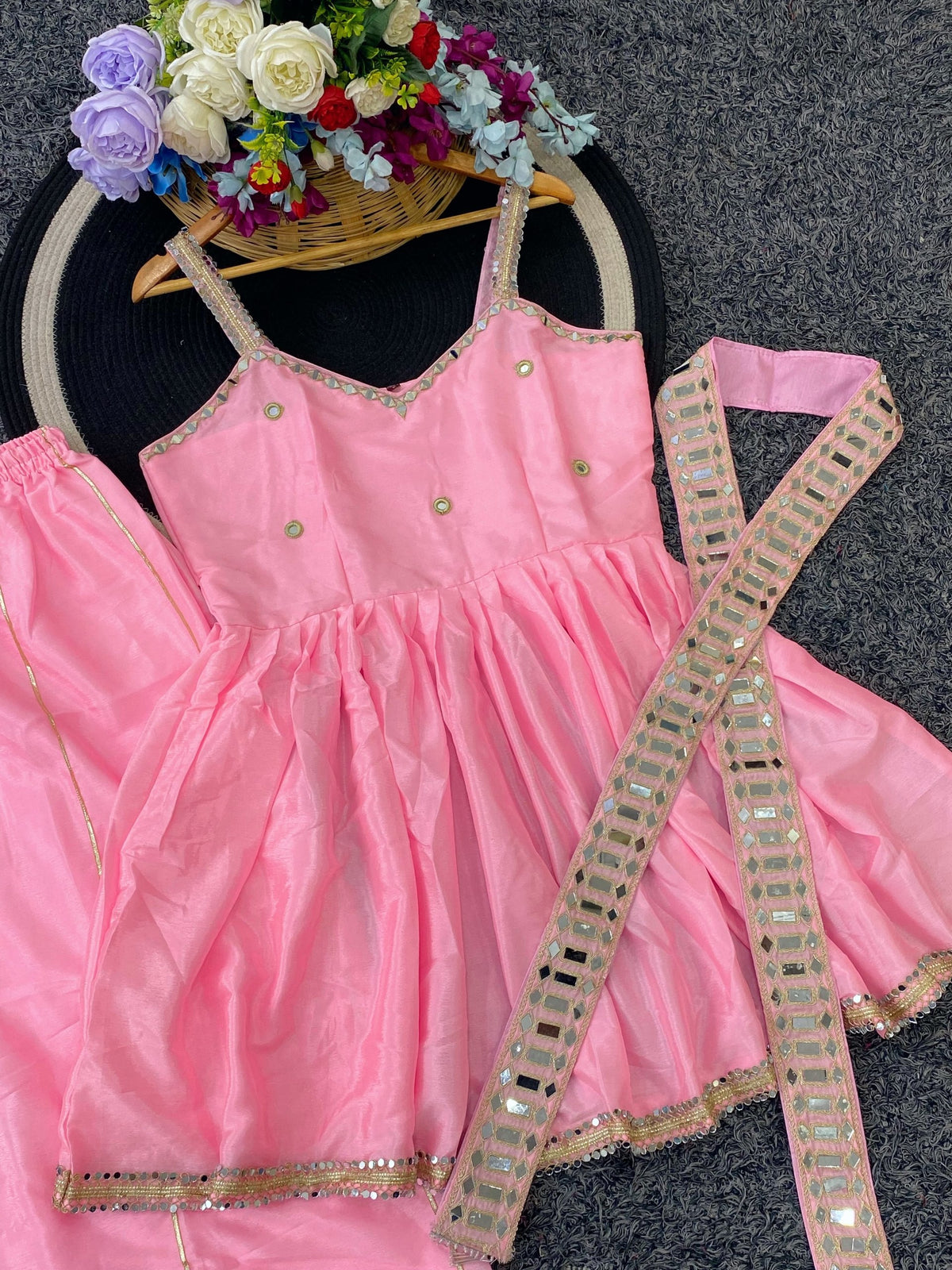 Aakrish Designers Tranding Baby Pink Plazzo set