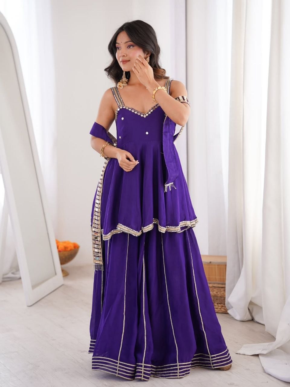 AakrishDesigners Tranding Blue Plazzo set