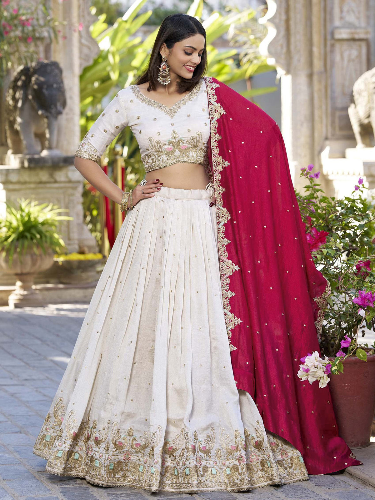 Aakrish Designers Embellished Semi Stitched Lehenga Choli white 2026