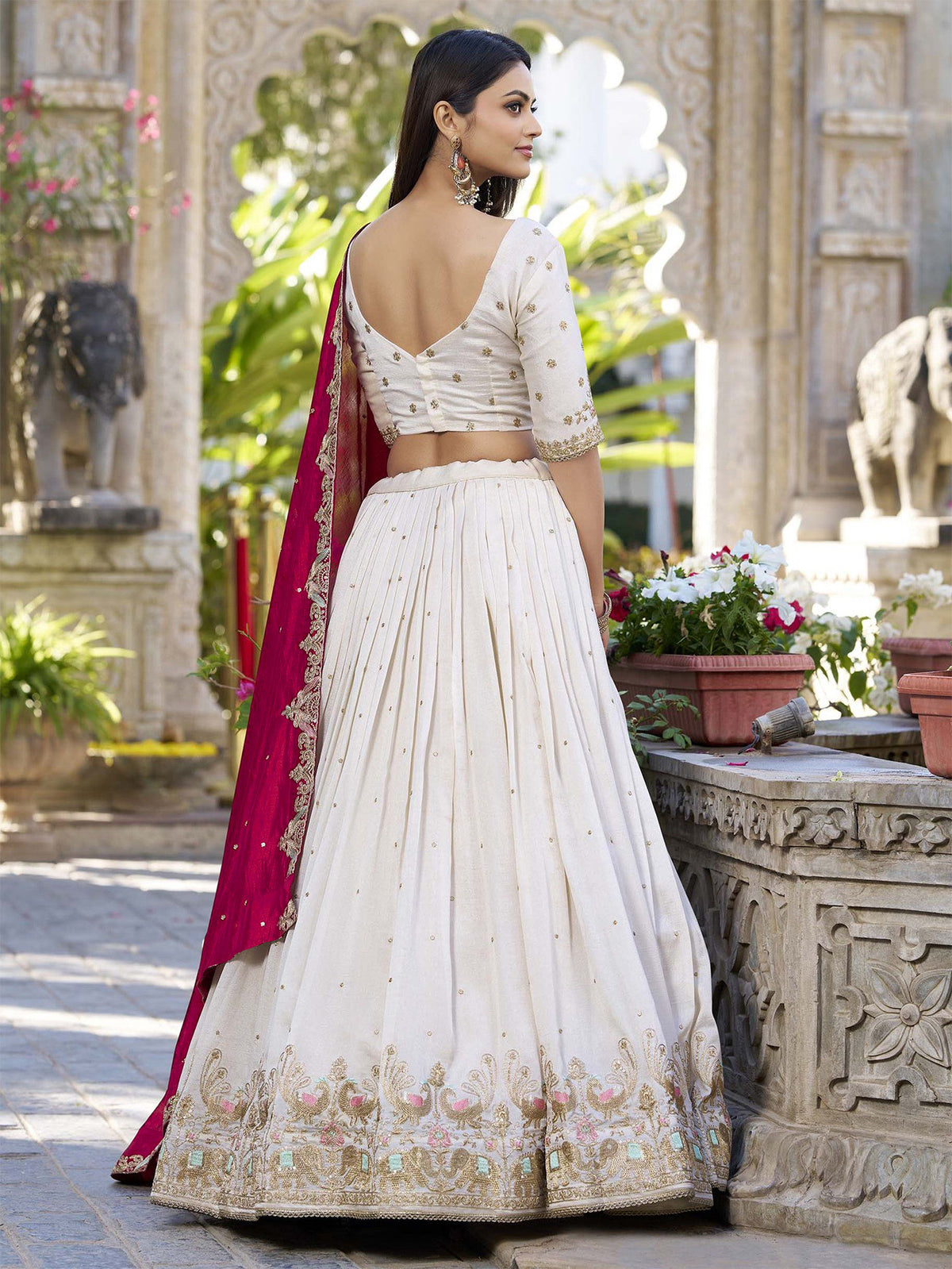 Aakrish Designers Embellished Semi Stitched Lehenga Choli white 2026