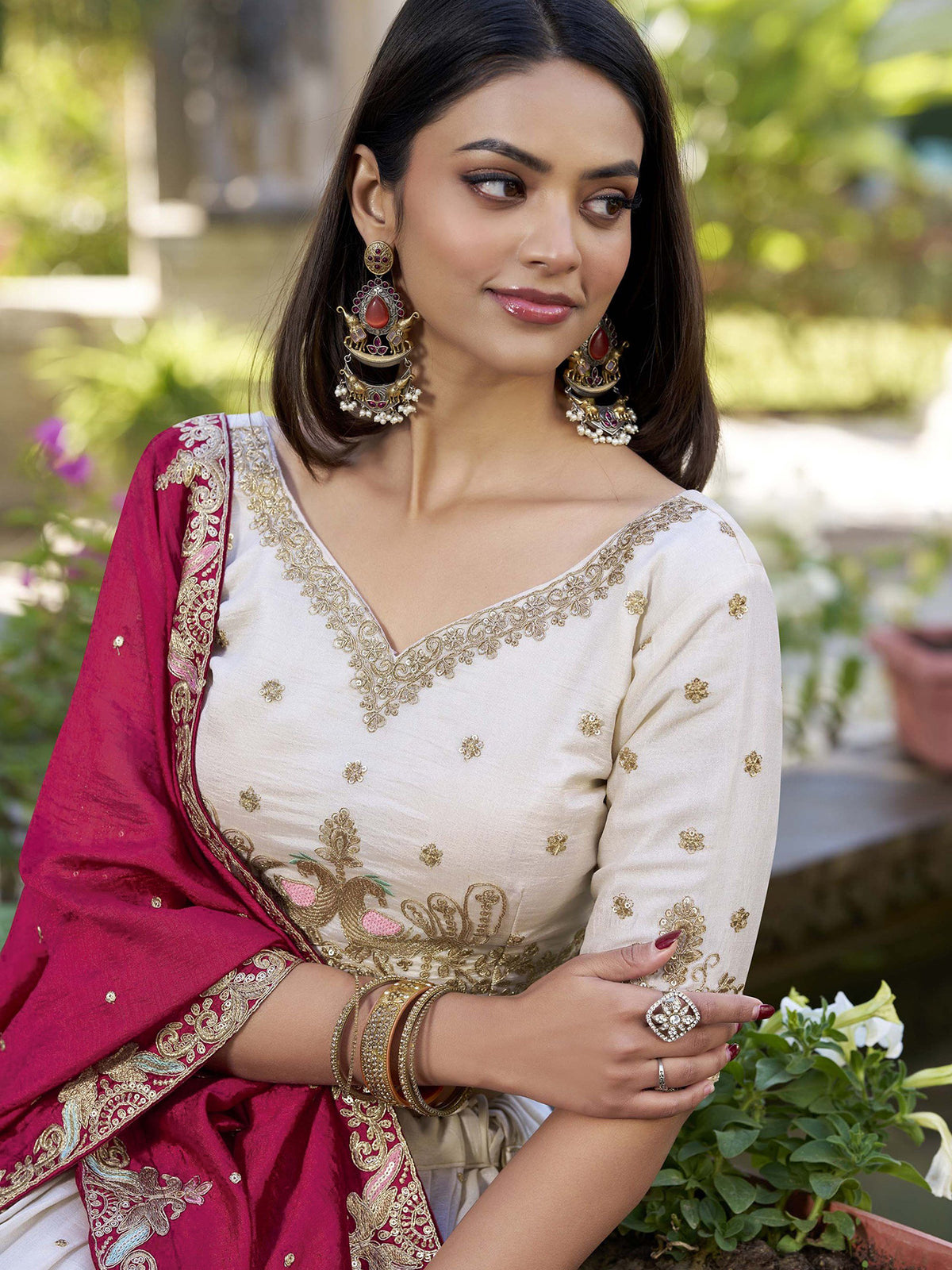 Aakrish Designers Embellished Semi Stitched Lehenga Choli white 2026