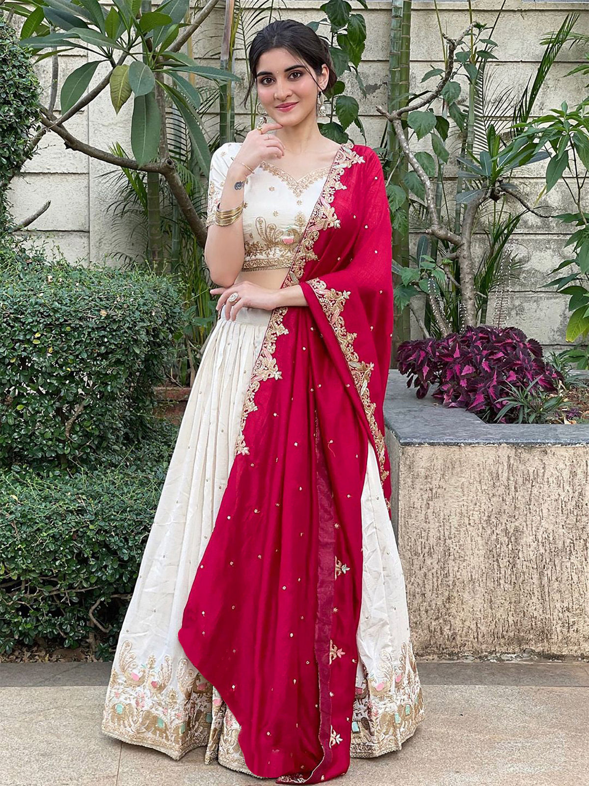 Aakrish Designers Embellished Semi Stitched Lehenga Choli white 2026
