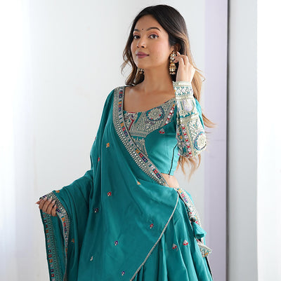Aakrish Designers Rama Embroidered, Embellished Semi Stitched Lehenga Choli