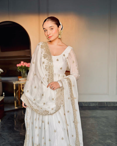 Aakrish Designers Presenting New Collection Heavy Chinon Silk Gown