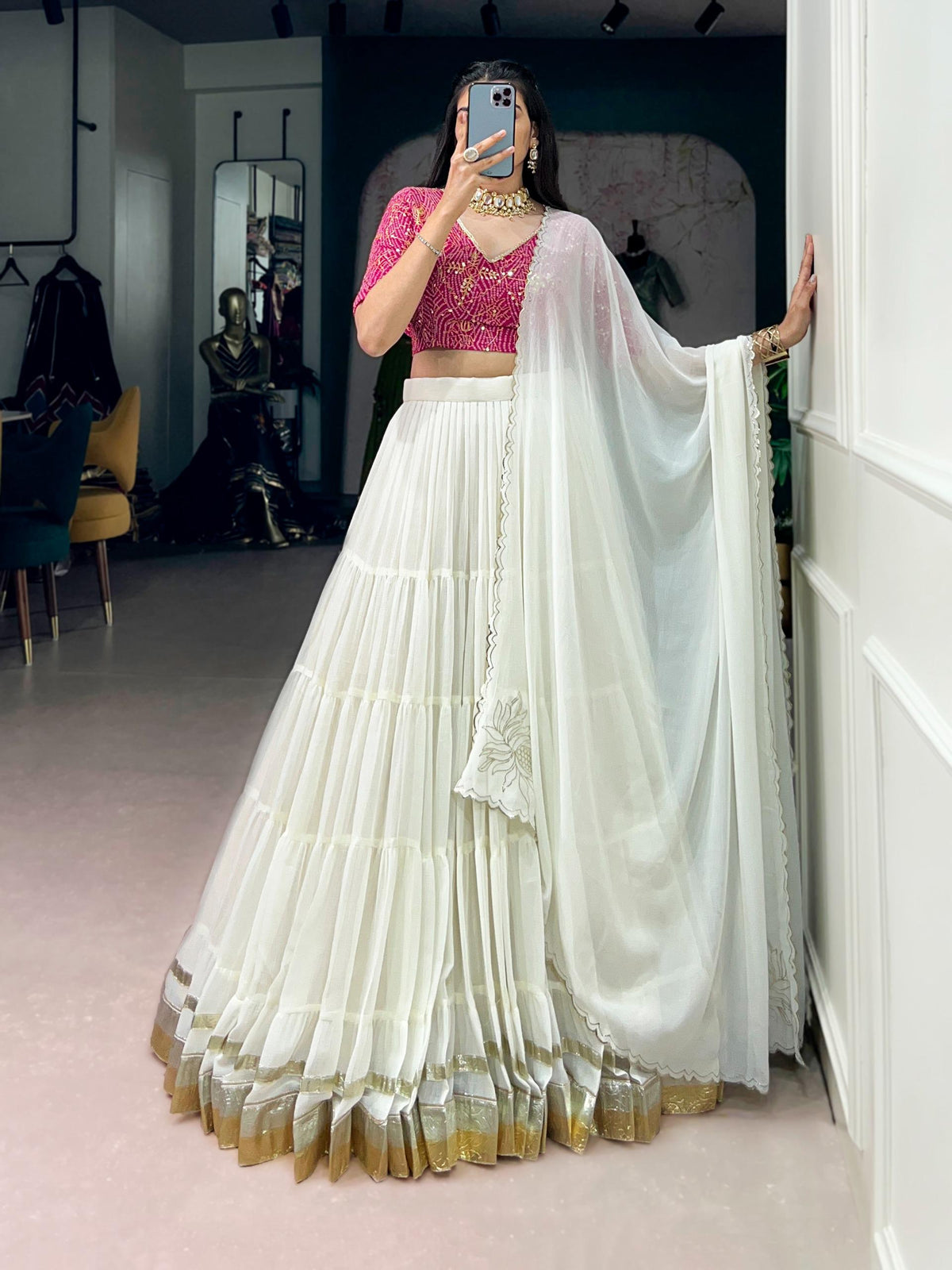 Aakrish designers Presenting New Collection Heavy Chinon Silk lengha choli