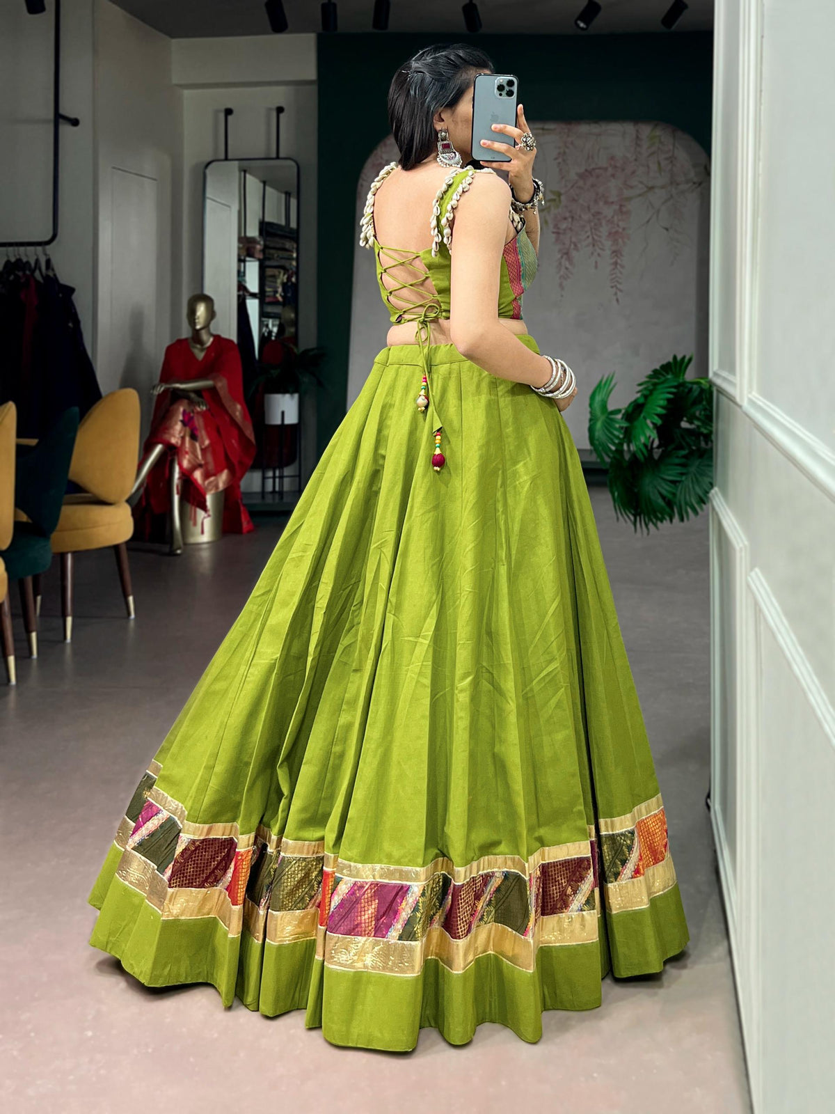 Aakrish Designers Navratri Raas Zari Lehenga