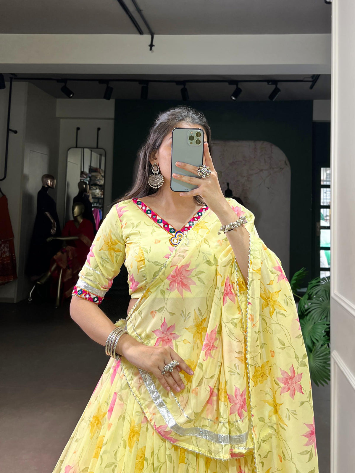 Aakrish designers new a floral Tabby Silk lengha choli