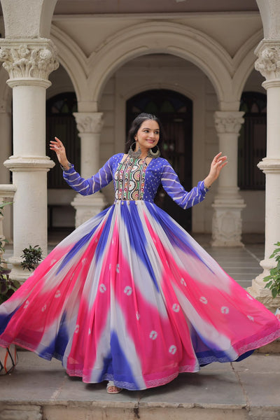 AAKRISH DESIGNERS EASY TO WEAR NAVRATRI COLLECTIOB GOWN UNIQE STYLE
