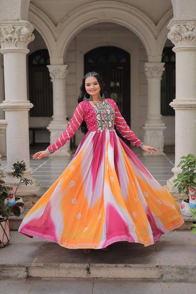 AAKRISH DESIGNERS EASY TO WEAR NAVRATRI COLLECTIOB GOWN UNIQE STYLE