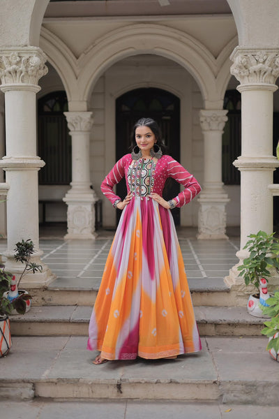AAKRISH DESIGNERS EASY TO WEAR NAVRATRI COLLECTIOB GOWN UNIQE STYLE