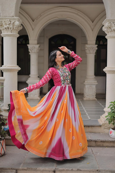 AAKRISH DESIGNERS EASY TO WEAR NAVRATRI COLLECTIOB GOWN UNIQE STYLE