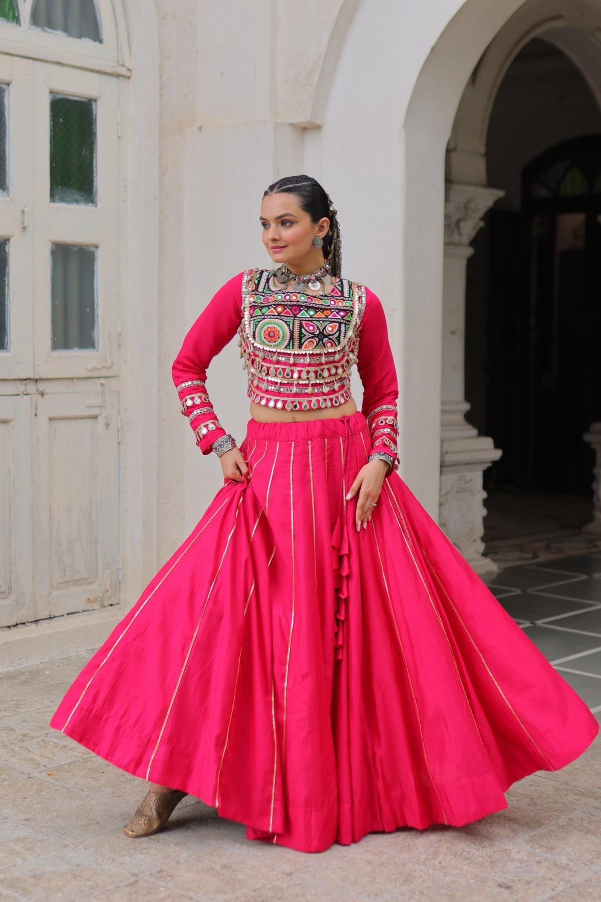 AAKRISH DESIGNERS MULTY COLOUR NAVRATRI LEHENGA CHOLI COLLECTIONS