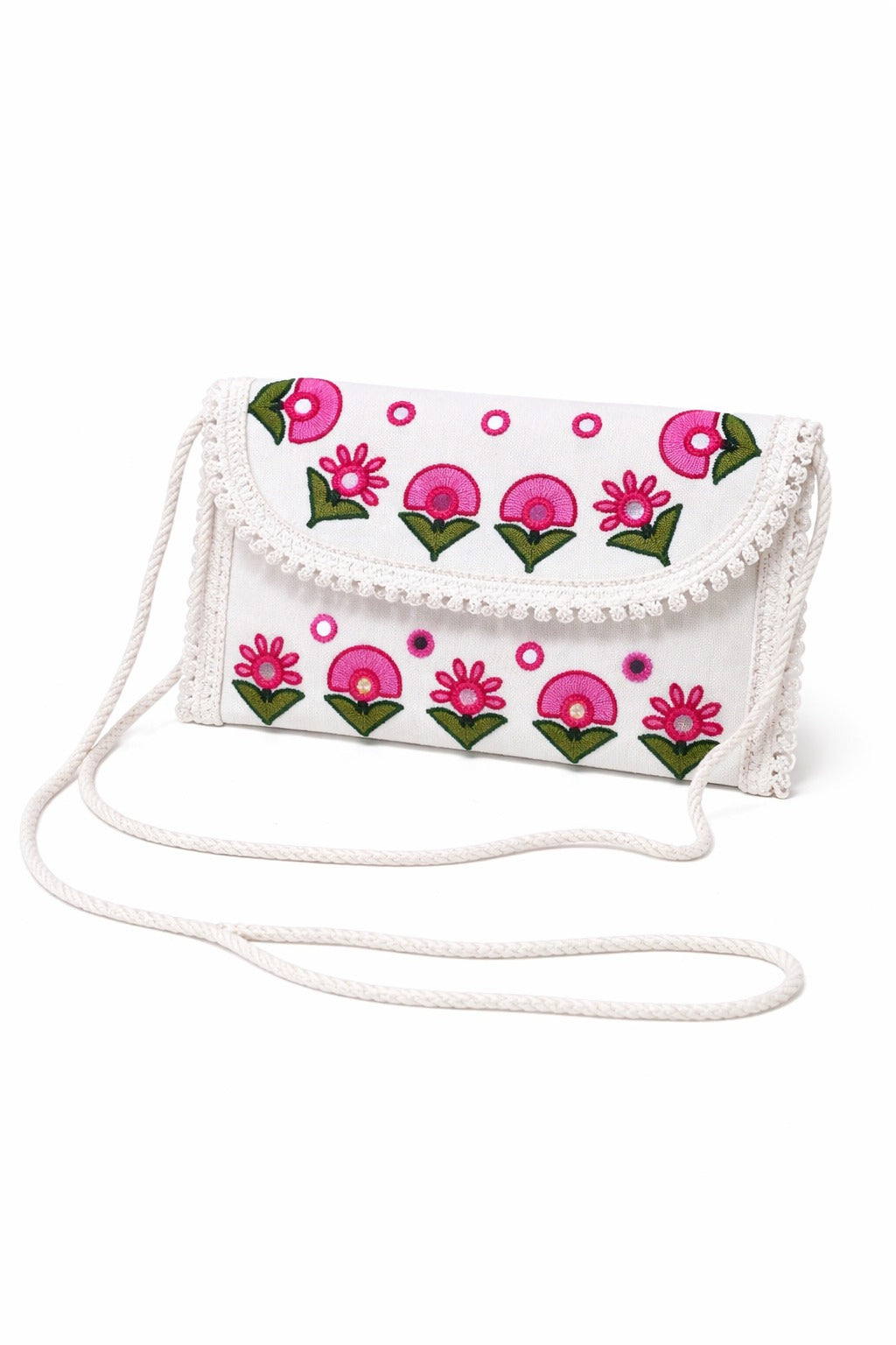 Aakrish Designers Handmade Embroidered Sling Bag – Ethnic Mirror Work & Floral Embroidery