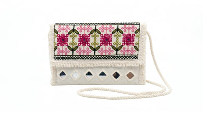 Aakrish Designers Handmade Embroidered Sling Bag , Ethnic Mirror Work & Floral Embroidery