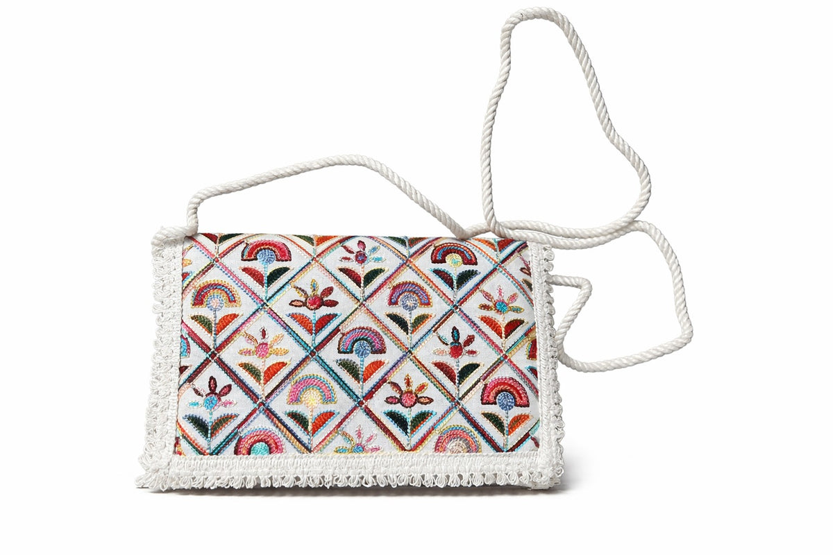 Aakrish Designers Handmade Embroidered Sling Bag – Ethnic Mirror Work & Floral Embroidery