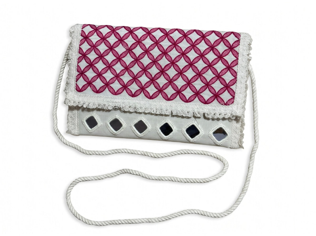 Aakrish Designers Handmade Embroidered Sling Bag – Ethnic Mirror Work & Floral Embroidery