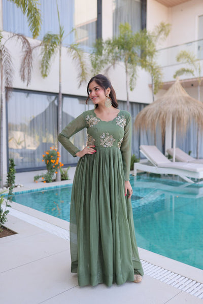 Silver Crunchy Embroidered Gown