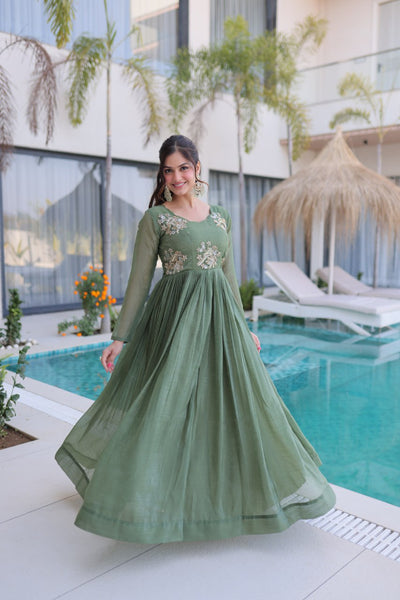 Silver Crunchy Embroidered Gown