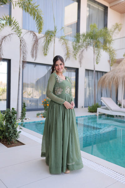 Silver Crunchy Embroidered Gown